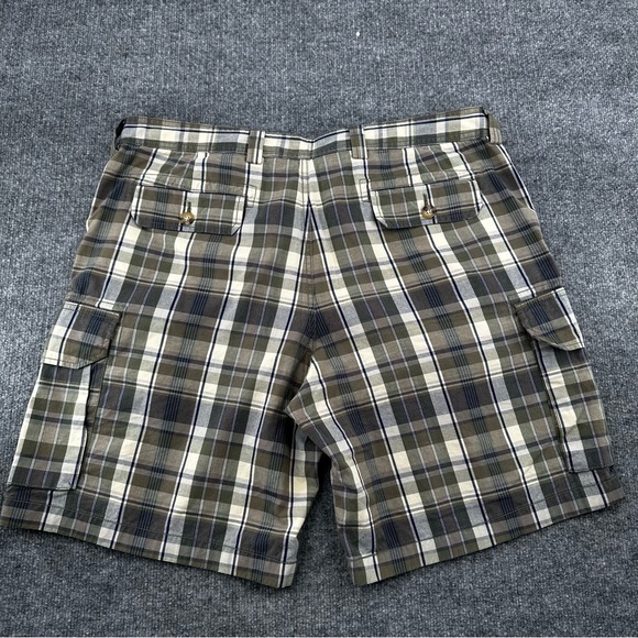 LL‎ Bean Shorts Mens 40 Plaid 9" Cargo Y2K Outdoor Casual Beach Green Blue Beige - Picture 2 of 12